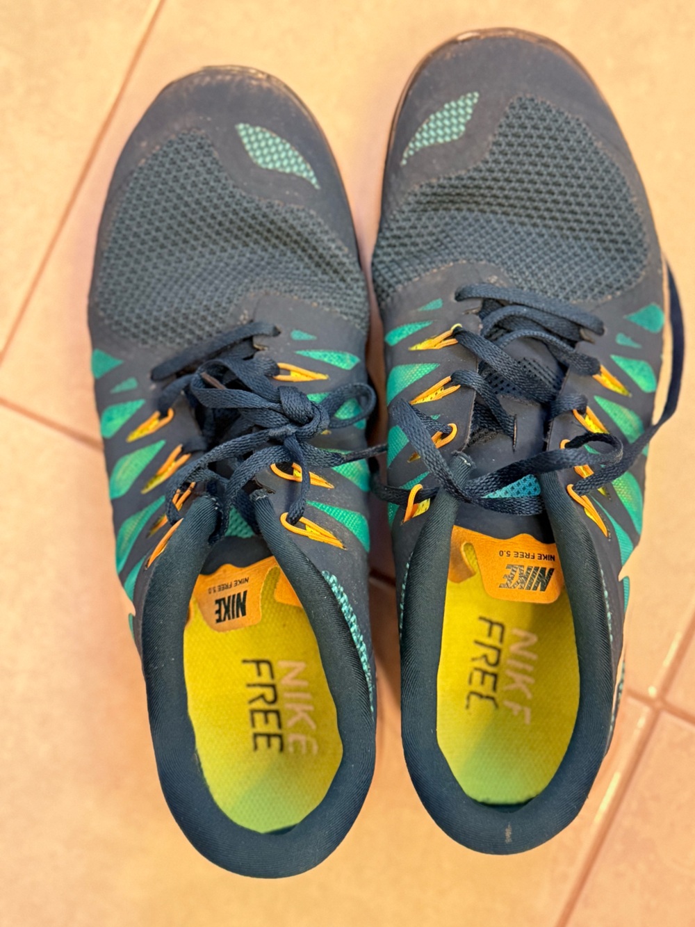 Nike Navy with Teal & Yellow Athletic Shoes